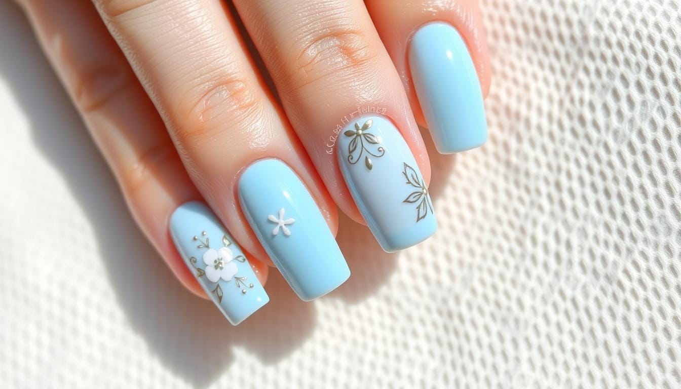 Unhas em Tom Azul Bebê