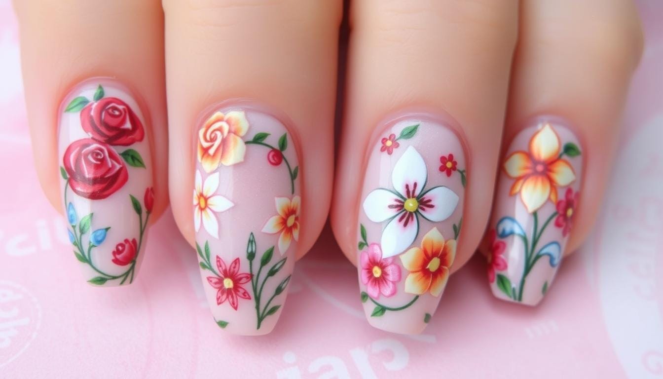 Unhas Decoradas com Flores