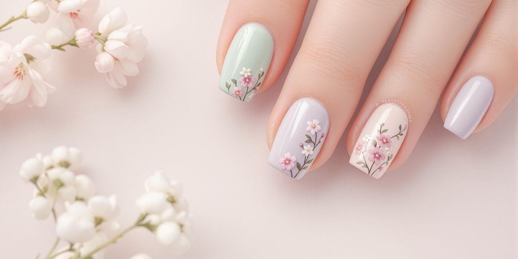 Unhas Decoradas em Cores Claras