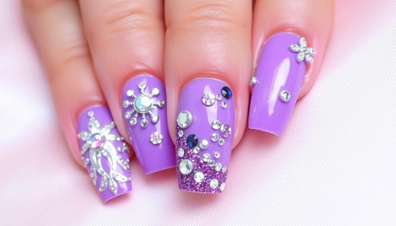 Unhas Roxas Decoradas