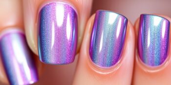 Unhas com esmalte de efeito metálico