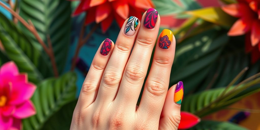 Unhas curtas decoradas para o verão