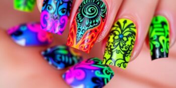 Unhas decoradas com esmalte neon