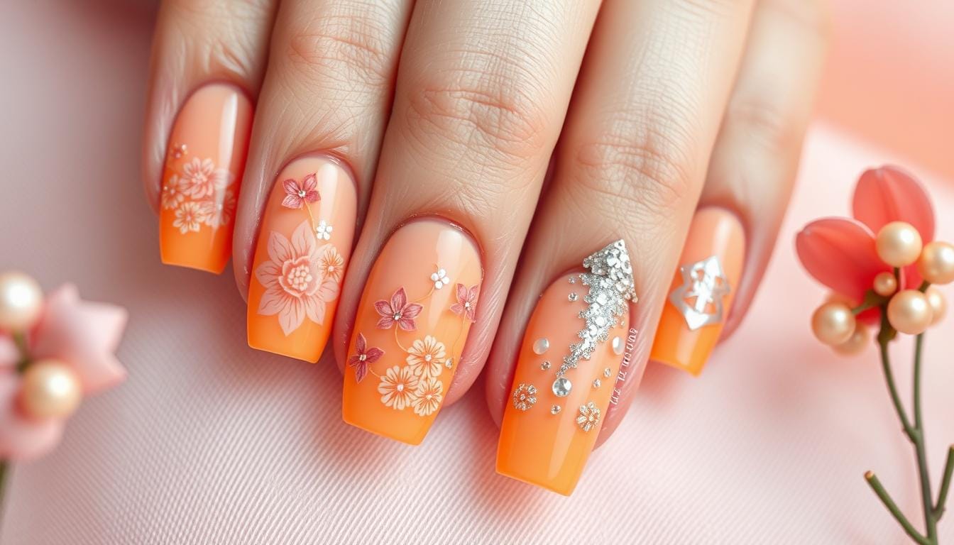 Unhas Laranja Pastel