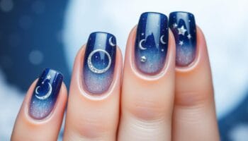 Unhas de gel com estampa de lua: tendência moderna