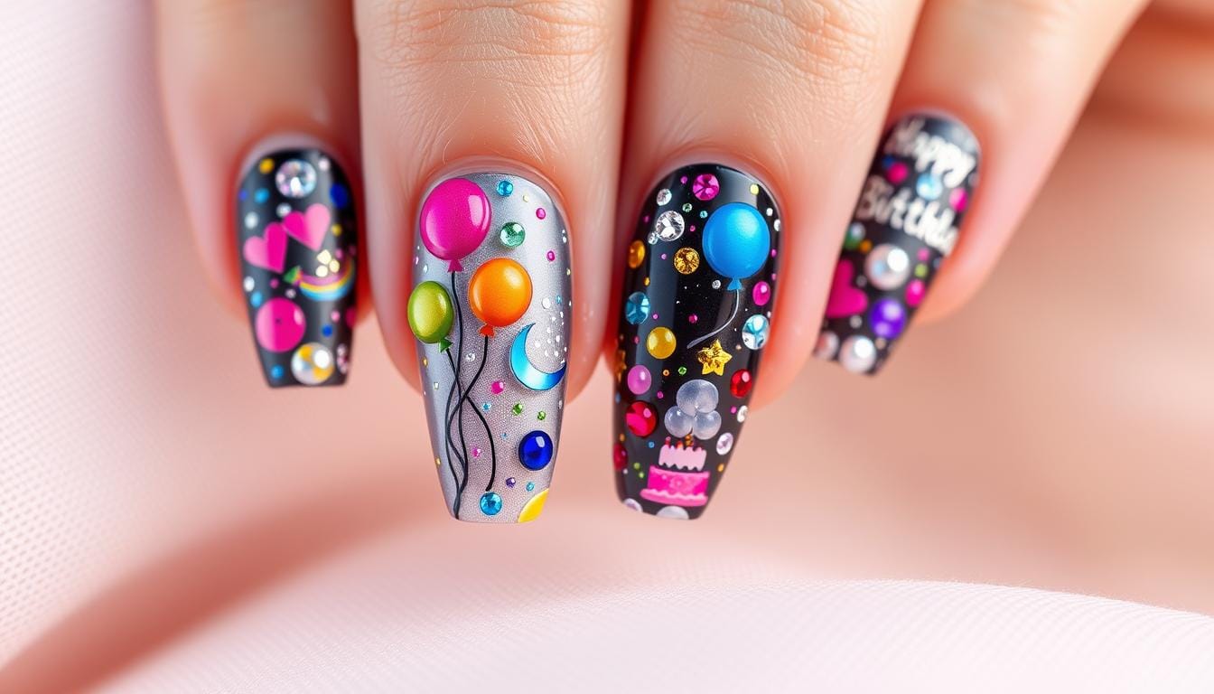 Unhas decoradas para aniversário