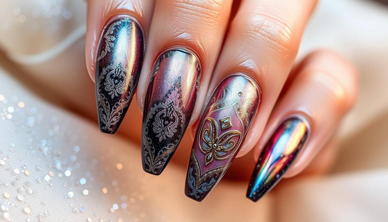 Unhas decoradas para festa à noite