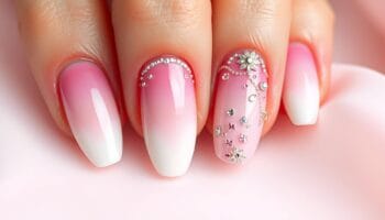 Inspirações de Unhas degradê rosa e branco