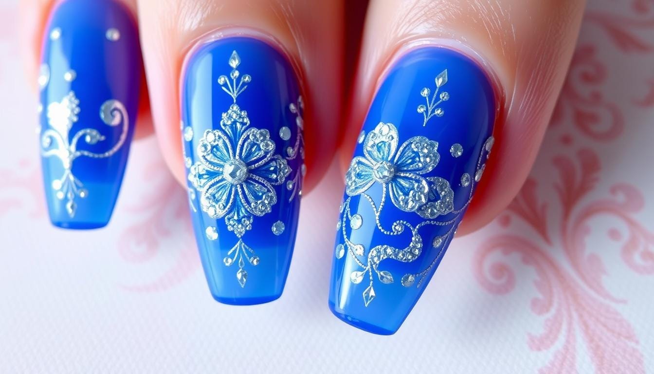 Unhas francesinha azul