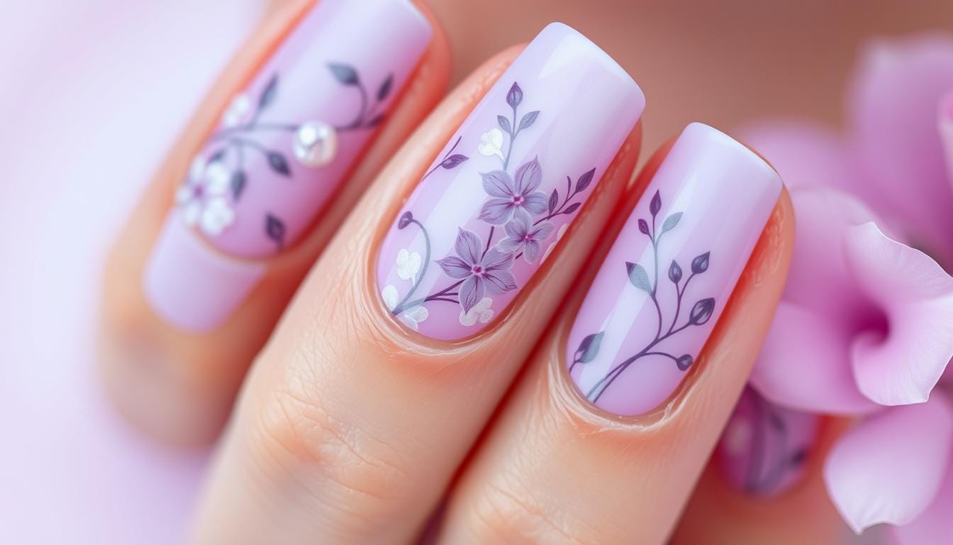 Unhas roxo lavanda