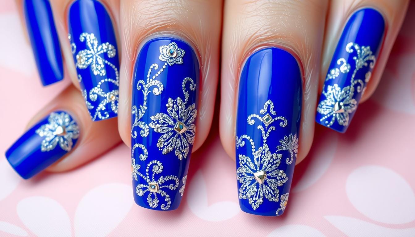 unhas azul royal