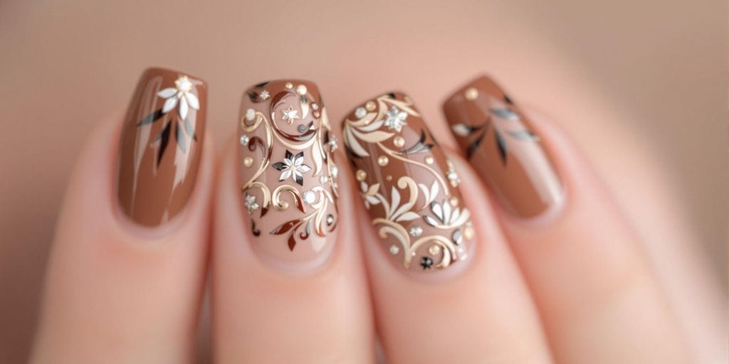 Brown Nail Art: