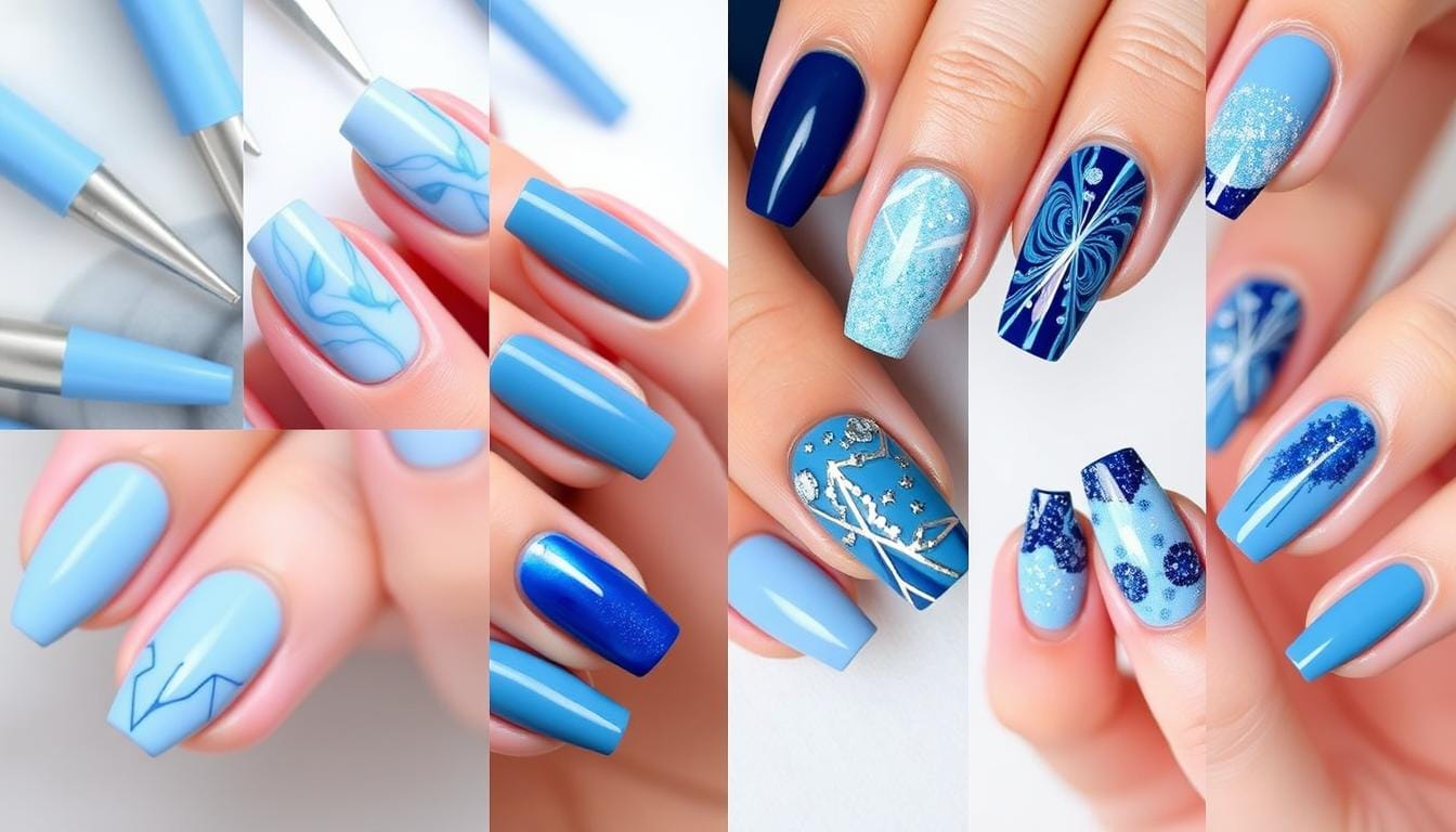 Ideias de Unhas Azul