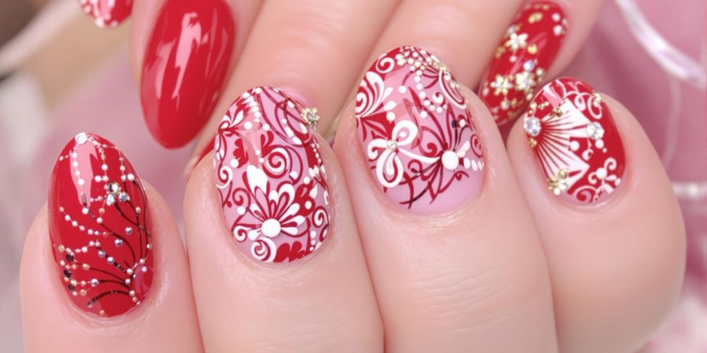 Unhas Decoradas Cereja Vibrante