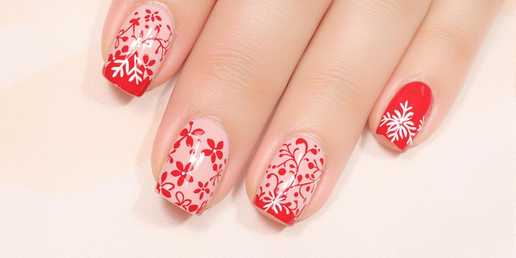 Unhas Decoradas Vermelho Claro