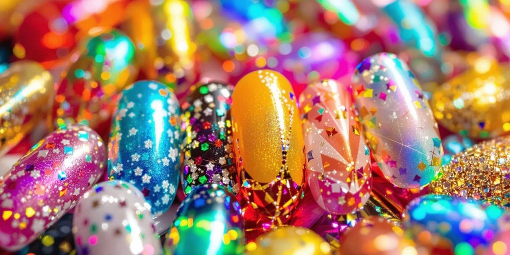 Unhas Decoradas com Efeito Espelhado