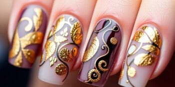 Unhas Decoradas com Folhas de Ouro: Luxo e Sofisticação