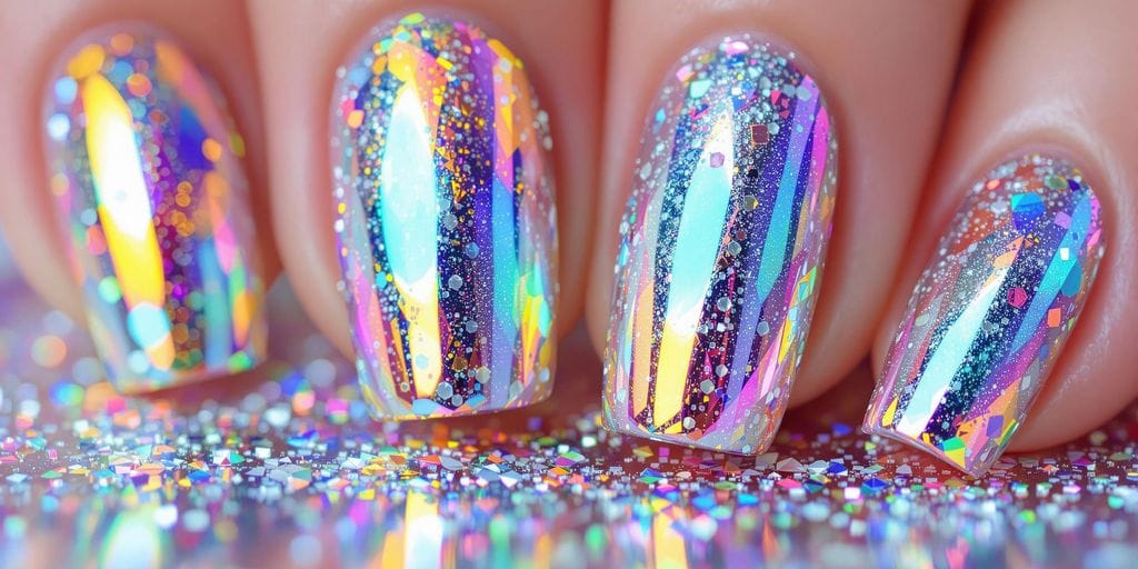 Unhas decoradas com efeito cromado