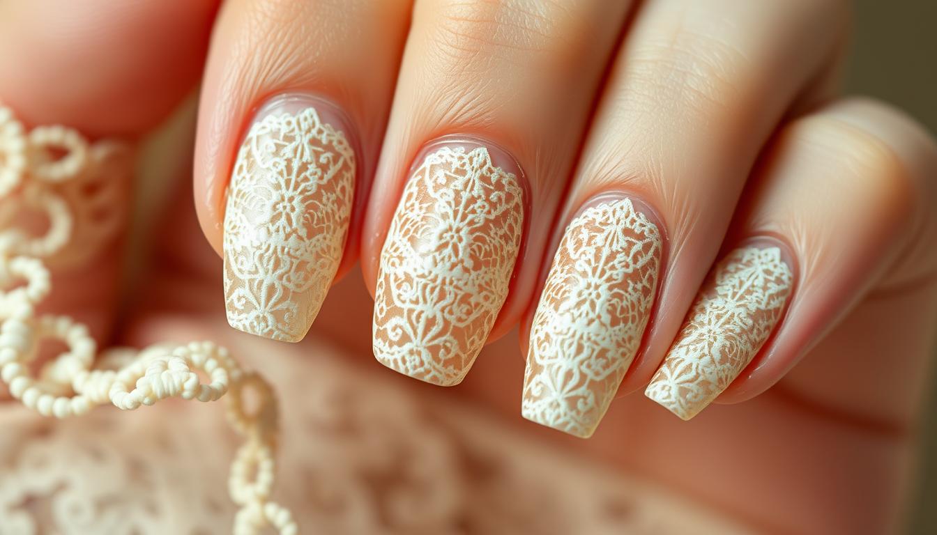 unhas decoradas com renda