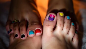 Minhas unhas decoradas do pé perfeitas