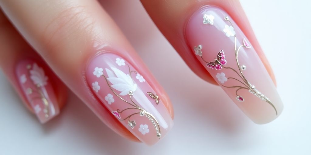 Unha de Gel Decorada Delicada