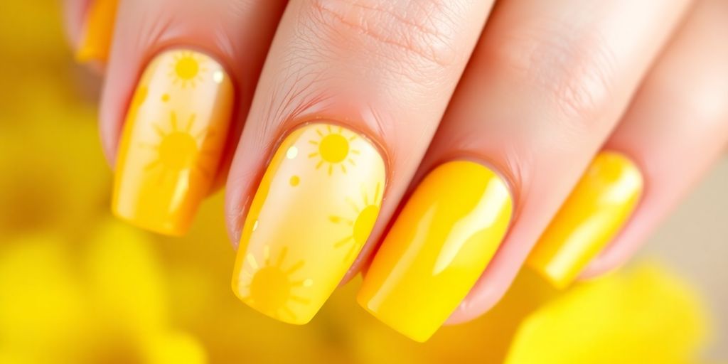 Unhas Decoradas Amarelo Solar
