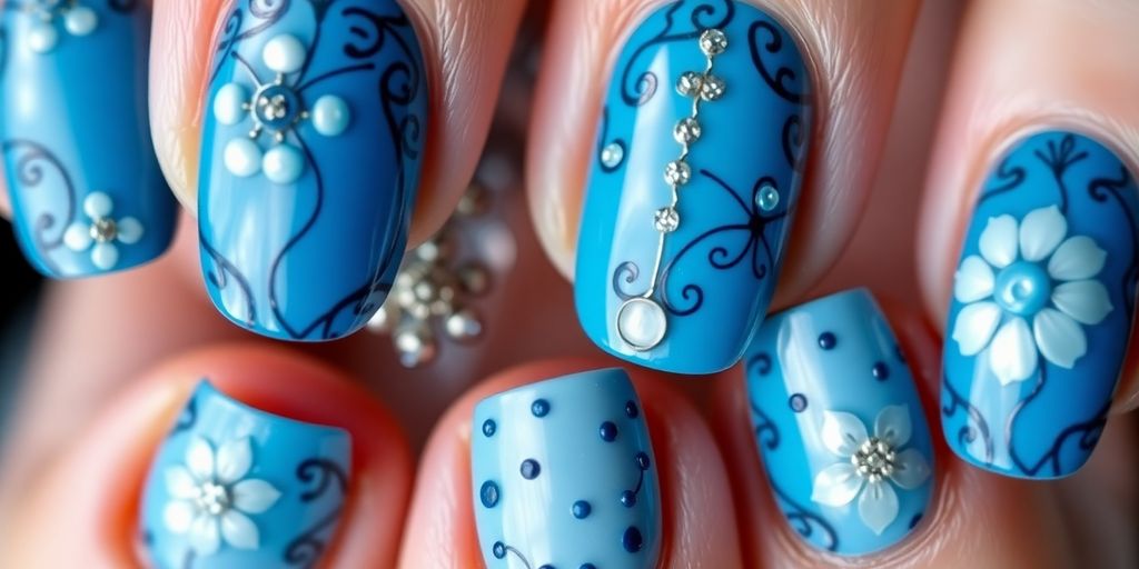 Unhas Decoradas Azul-Petróleo