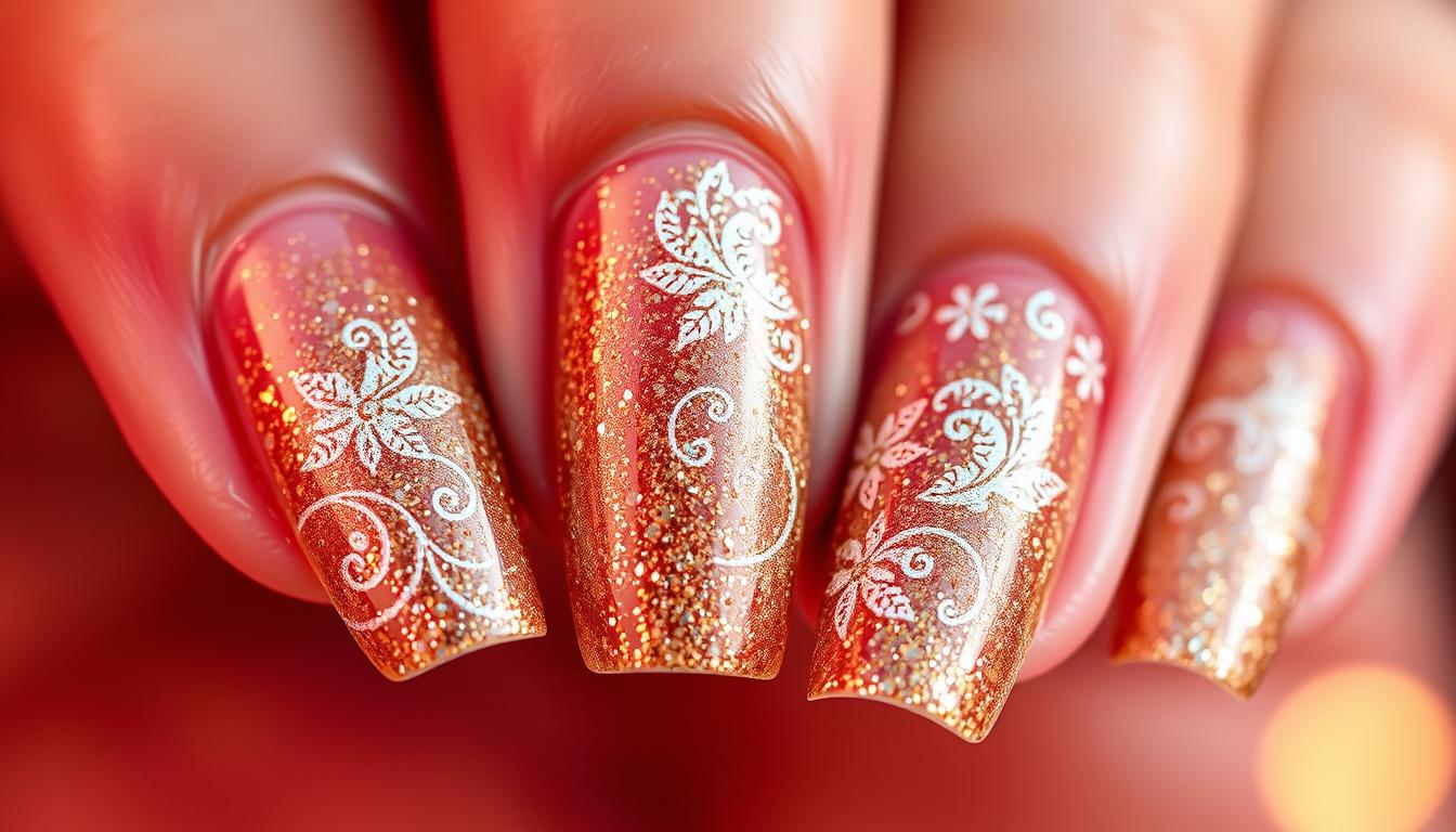 Unhas Decoradas Champagne Glow