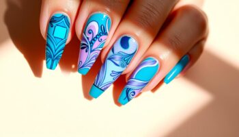 Unhas Decoradas Ciano Vibrante: Modernidade e Atitude