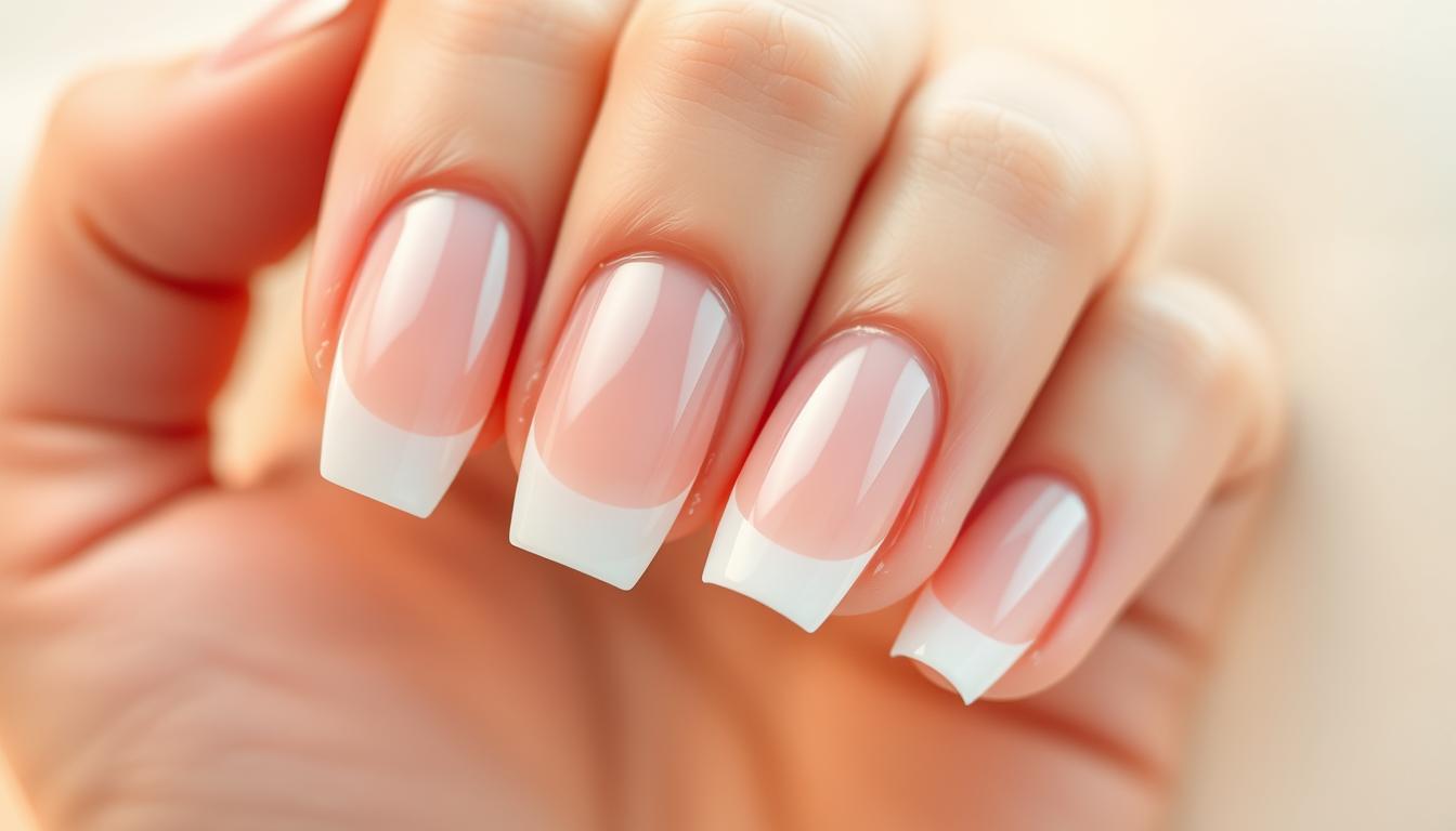 unha de gel decorada com francesinha