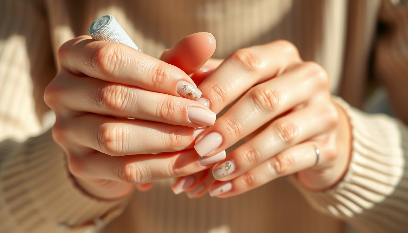 unhas bege decoradas